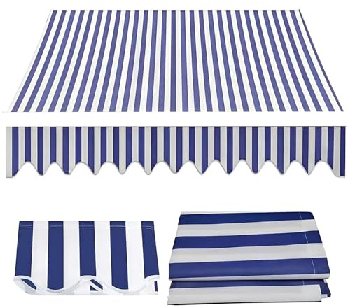 Tessuto di Ricambio per Tende da Sole a Righe Blu e Bianche(senza Telaio), Tende da Sole Retrattile di Ricambio per Terrazze Portici Cortili(6.5x5ft/200x150cm)