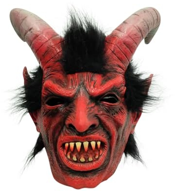 Generisch Krampus Kostüm - Erwachsene Ziege Dämon Teufel Maske Atmungsaktiver Naturlatex Dämon Ziege Kopfbedeckung für Karneval Monster Cosplay Kostüm