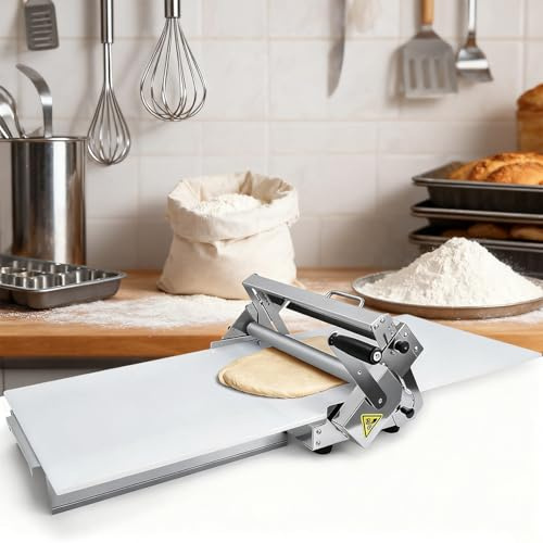 twostronking Teigausroll Blätterteig Maschine, Teigausrollmaschine, Mit Großem Ausrollbrett Und 360°-Rollengriff, Einstellbare Pressstärke Von 0-25,0 Mm, Edelstahl 300