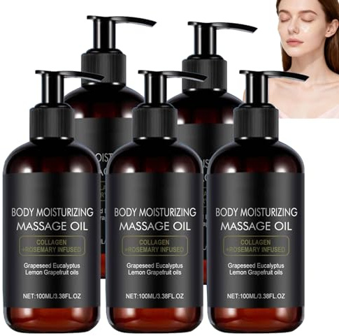 Feuchtigkeitsspendendes Körpermassageöl, Glättet Und Pflegt Trockene Und Raue Haut, Straffendes Körperöl, Unisex-Anti-Cellulite-Massageöl, Strafft Schlaffe Haut, Für Den Ganzen Körper (5PCS)