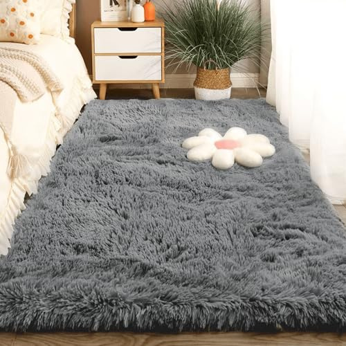 Vardagsrum Konstfäll 80 x 180 cm Som Är Fluffig Och Halkfri Hemmatta Golvmatta Halkfri för Sovrum Barnrum, Mörkgrå