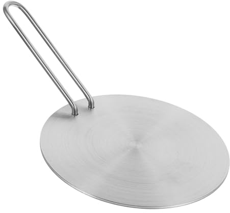 SUPVOX Placa de Inducción Redonda de 18 Cm Mango Desmontable, Difusor de Calor Metálico de Acero Inoxidable para Cocina de Inducción y Gas, Adaptador para Ollas y Sartenes en Cocina