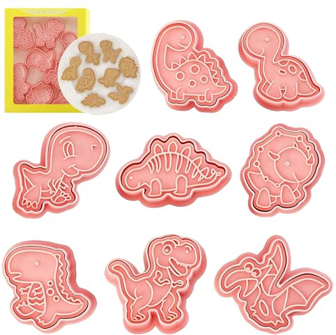 VEEKAY 8 Piezas Moldes Galletas,Cortadores de galletas de 3D,Juego de moldes,Plástico para cookie fondant decoración de pasteles