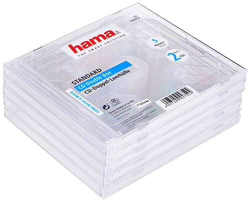 Hama CD-Doppel-Leerhülle Standard, 5er-Pack, transparent