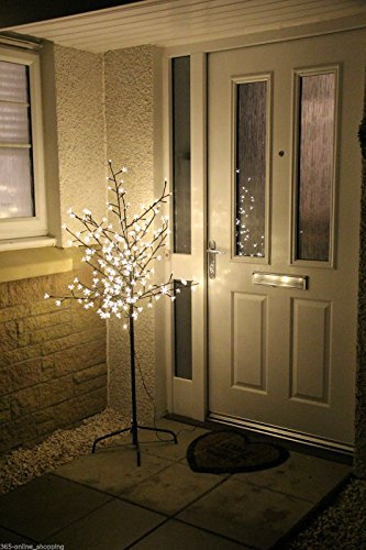 garden mile Premium 5ft (1.5m M) Pre-illuminate Fiori di Ciliegio Albero con 200 White Luci Led Shabby Chic Artificiale Natale Interno/Uso Bassa Tensione Ramoscello Spina UK
