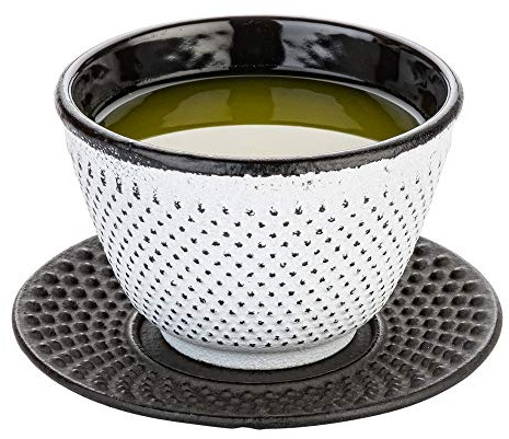 Restaurantware-3.75 Inch Saucers For Tea Cups, 2 Round Saucers For Traditional Japanese Tea Cups - Hobnail Design, Won't Break, Black Cast Iron Saucer For Small Cup, Heat-Resistant,