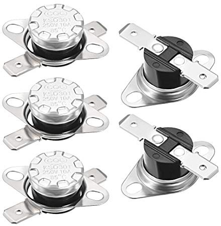 sourcing map 5 Stücke Temperaturschalter Thermostat Normalerweise offen 85°C 10A 6,3mm Pin de