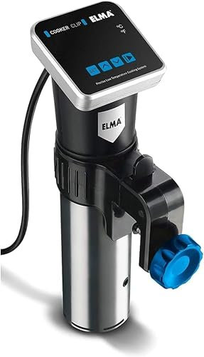 ELMA Termocirculador para Cocinar a Baja Temperatura Alimentos Envasados al Vacío | Modelo Cooker Clip Sous Vide 1200W, Inmersión a Prueba de Agua IPX7 | 9,2 x 16,1 x 33,0 cm