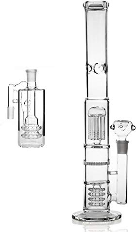 RORA Glaspfeife zum Rauchen mit Aschenfänger Percolator Glasbong (klar)
