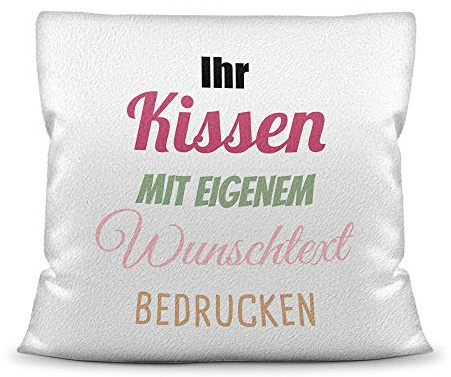 Print Royal Kissen selbst gestalten mit WUNSCHTEXT - individuell Bedruckt mit eigenem Text oder Namen - Personalisierte Geschenkidee/Kopfkissen beschriften - Kissen Polyester - Weiß flauschig