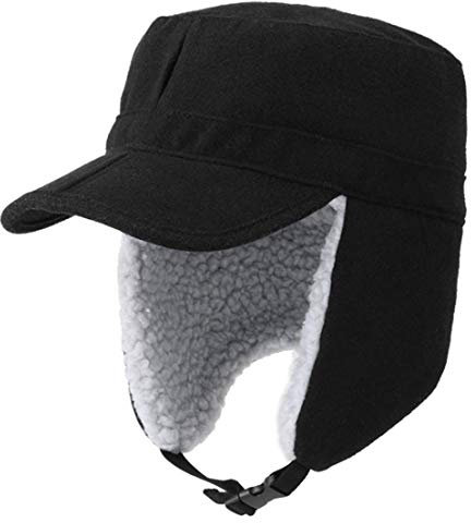 Schirmmütze Winter Trappermütze Unisex Fliegermütze Winddicht Wintermütze mit Ohrenklappen Winterhut Fleecefutter Filzhut Damen Herren Wollmütze Filz Mütze Warm Faltbar Skimütze Freizeit Fahrrad