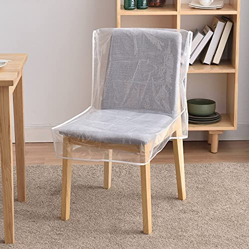 BELOTREE Plastic Chair Covers for Dining Room, Waterproof PVC Clear Seat Protector with Backrests, Protect from Stains, Spills, Scratches and Dust (2 Pack)