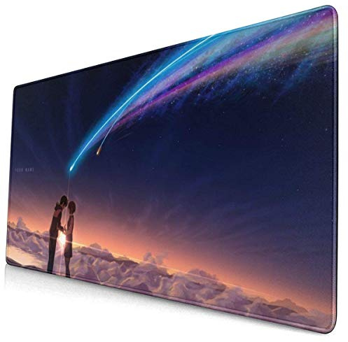 Venuy Anime Kimi No Na WA Tu Nombre 15,8x29,5 Pulgadas Alfombrilla De Ratón Grande para Juegos Alfombrilla De Escritorio Bordes Largos De Goma Antideslizantes Cosidos