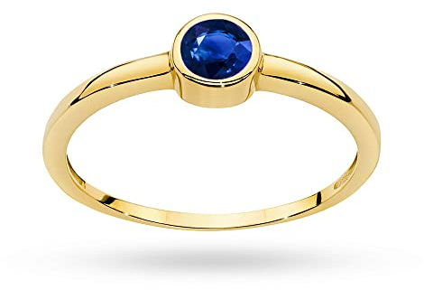 Klassischer Damenring aus Gold mit Saphir 0,30 Karat, 14 Karat Gold (585) | Goldring mit Box | Goldring für Frauen (Saphir, 60 (19.2))