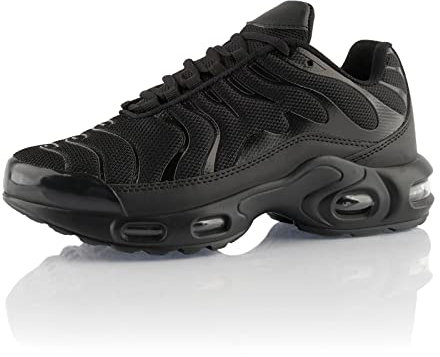 Fusskleidung® Damen Herren Sportschuhe Dämpfung Sneaker leichte Laufschuhe Schwarz Grau Dunkelgrau EU 39