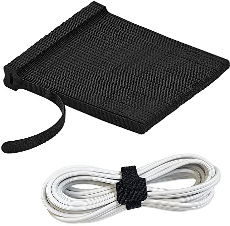 Maxxima 8 Inch Reusable Cable Ties, Multipurpose Cinch Strap, Fastening Hook and Loop Adjustable Cord Wrap, Organize Cables in Home, Office and Data Centers 200 Pack, Black