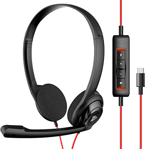 NUBWO USB C Headset with Mic for Laptop, Phone,Headphones with Noise Cancelling Microphone for Computer, On-Ear Wired Office Call Center Headset for Boom SkypeWebinars, in-line Control