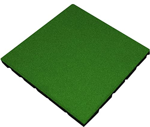 Cannons UK 50cm x 50cm x 20mm Rubber Playground Flooring - 1 to 50 Square Metres - Red, Green, Grey or Black (1m2, 4 tiles, Green)