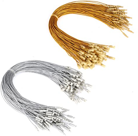Savita 200stk Weihnachts Schmuck Aufhänger Schnur, Vorgeschnitten Metallisch Schnappverschluss Schnur Ornament Schnappverschluss für Weihnachtsbaum Partyzubehör (Gold & Silber) | Zum Aufhängen von Ornamenten mit Druckknopf, Ornamente, Schnappschnur für Weihnachtsbaum, Partyzubehör (Gold und Silber)