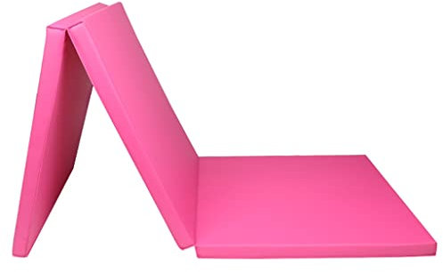 Turnmatte Weichbodenmatte Dreifach Faltbare PU-Gymnastikmatte, Leicht Zu Zerlegen Und Zu Reinigen, Zum Tanzen, Kampfsport Üben, Sit-Ups (Color : Pink, Size : 180x60x4cm)