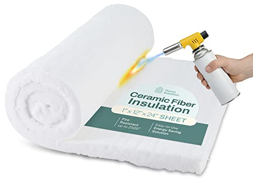 Ceramic Fiber Insulation, 1 Thick x 15 x 24, 2500F Fireproof Insulation Blanket for Forging, Pizza Oven, Fireplace, Furnace, Gas Forge, Boiler, Pipe, & Dishwasher