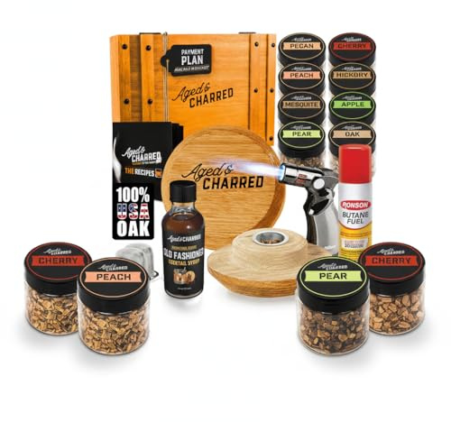 Save 10% on Premium Whiskey Smoker Kit with Old Fashioned Syrup & Fruit Wood Chips – Cocktail Smoking Set with Torch with 12 Bold Woodchips Flavors
