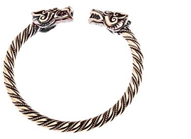 Windalf Wikinger Damen Bronze Armreif DRACON 5.7 cm gekordelter Drachen Armschmuck Handgeschmiedet