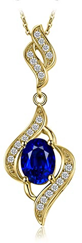 JewelryPalace Oval 2ct Erstellt Saphir Kette Anhänger 45CM, Blau Stein Schmuck Set, Halskette Damen Silber 925 Collier Damen Ketten Edelstein Mädchen, Halsketten Frauen Valentinstag Rosegold Gold