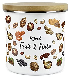 Purely Home Boîte de conservation alimentaire en métal émaillé blanc pour fruits et noix