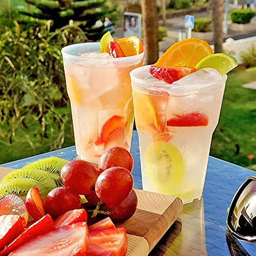 Doimoflair PoppyMono - Bicchieri riutilizzabili da cocktail, 40 cl, in plastica, trasparente, effetto latte, set da 20 pezzi