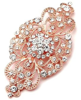 Changyeah Damen-Brosche,Brosche mit Kristallblume für die Braut, Vintage-Blumenbrosche, Kristallkranz, dekoratives Blumenband, modisches Accessoire zur Dekoration von Kleidung, 62 * 30mm, (Gold)