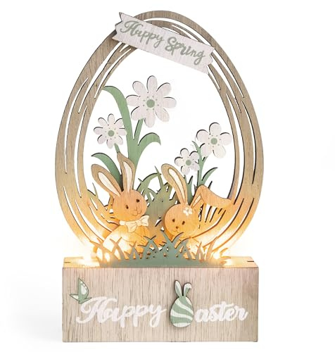 Valery Madelyn Spring Decorations with LED Lights, Light Up Tabletop Decoration, Garden Decorations, Gift for Spring Home Decor, 22cmx14cm