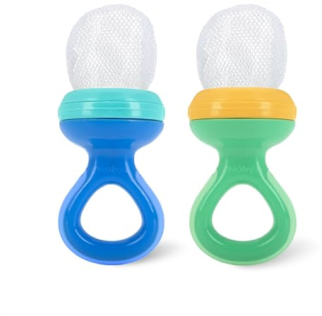 Nuby Nibbler Mesh First Soft Foods Feeder, 2pk, Blue & Green