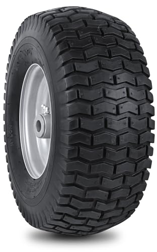phepetroll Pneu avant de tondeuse à gazon 15 x 6,00-6 nhs 4 plis 38,5 x 6 x 6 pour tondeuse à gazon 258,5 kg avec bague en fer de 1,9 cm et 6 entretoises, remplacement pour tracteur à gazon de jardin