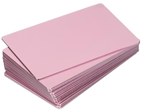 QUARKZMAN Metall Visitenkarten Lasergravur Karten DIY Gravur Blanko Karten Eloxiertes Aluminium für Haus Büro Kundengeschenk DIY Plattenkarten 86x54x1mm, Packung mit 15 (Pink)