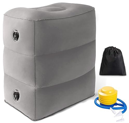 Aufblasbares Fußstützen Kissen für Reisen, Gadgets Reise Fußstütze für Flugzeug, Reisekissen Fußstütze Höhen-Kissen für Zug, Fußkissen Tragbare Fußablage für Autofahrten Zuhause und Büro