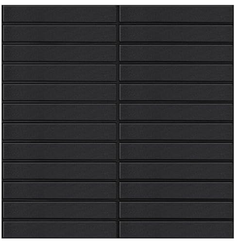 WalDecoo Carreaux autocollants à coller pour cuisine, design grand format premium en noir mat, pour dosseret de cuisine, salle de bain, camping-car, etc. (lot de 10 feuilles, 30,5 × 30,5 cm)