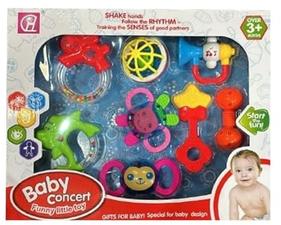 PEBBLE HUG Baby Concert Funny Little Rattle Toy Set, Enhance Motor Skills, Hand-Eye Coordination, Interactive Play, Easy-to-Grip Designs, Long-Lasting, Durable Construction