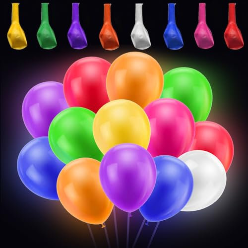 Globos de luz LED,Colores Globos Con Luz LED,Globos luminosos LED,Globo Led Para Cumpleaños Fiesta,Viste globos brillantes para fiestas, cumpleaños, carnavales temáticos y carnavales (25 pcs)