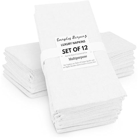 Napkins 12 Pack White 100% Cotton 250-TC Washable and Reusable Table Dinner Napkin for Hotel, Restaurant, Weddings, Parties Cloth 41 x 41 cm