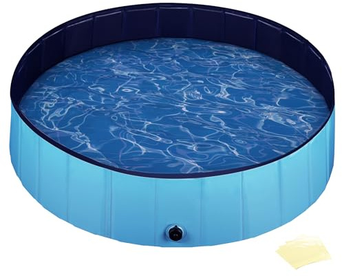 Fudajo Piscina per cani 120 x 30 cm, antiscivolo, piscina pieghevole per cani in PVC, portatile, con bordi rinforzati