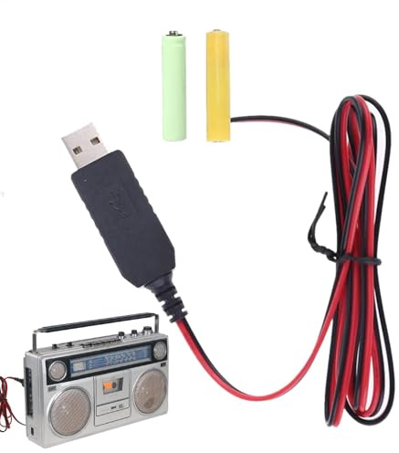 Batterieadapter 2 x AA, Ersatz für 2 x AA-Batterien mit 1 m Kabel, 5 V bis 3 V Batterie Netzteil Adapter 2 x AA, 2 Stück Batterien Dumm My, Batteriebeseitigung für Dekoration Batteriebetrieb
