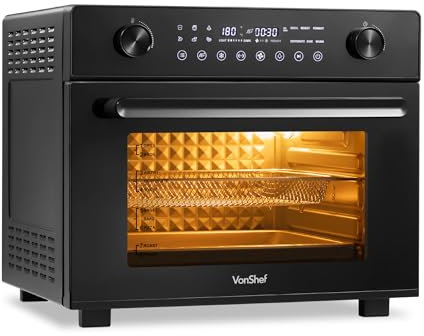 VonShef Air Fryer Oven 28L 1800W – Digital Countertop Convection Oven with Rotisserie for Family, 14-in-1 Multi-Function, Airfryer Toaster Bake & Reheat, Full Accessory Set, 60 Minute Timer
