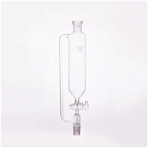 XIAOYANLIU Embudo de decantación de Vidrio de 300 ml con presión Constante y Junta 24/29, Forma cilíndrica, válvula de conmutación de Vidrio
