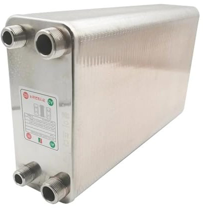 VCHICS Wärmetauscher, 120-Platten-Wärmetauscher Aus Edelstahl Mit Löteten Platten, Warmwasserbereiter, Kühler, Nstromkühler Für Fußbodenheizung, Warmwasserbereitung(Same Side 32mm)