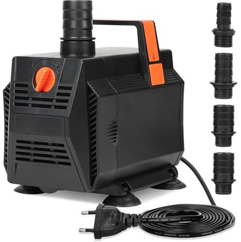 SWAWIS Pompe Aquarium 30W 2000L/H Pompe Bassin Exterieur Amphibie Débit Réglable avec Filtre et 4 Buses pour Aquarium, Bassin, Fontaine