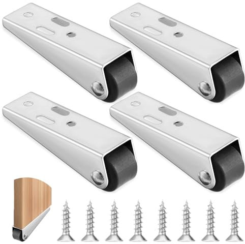 4Pcs Low Profile Caster Wheels 0.75inch Mini Long Frame Rigid Caster Vertical/Horizontal Installation Side Mount Casters for Furniture, Small Appliances, Toy Cart Storage Box