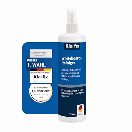 Whiteboard Reiniger Spray 250 ml – Tafelspray für Whiteboards, Flipcharts & Magnettafeln – Entfernt Marker- & Stiftrückstände rückstandslos – Whiteboard Zubehör Made in Germany (1x 250 ml)