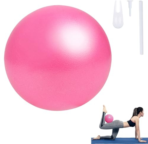 Keratobleem 25cm Pilates Ballon de Gymnastique, Yoga Ball,Petit Ballon de Gymnastique avec Paille Gonflable, Balle de Fitness pour Sport, Yoga, Pilates-Rose