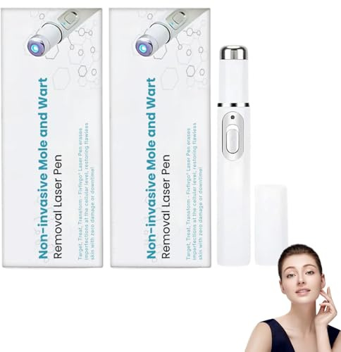 Bikenda Nicht-invasiver Stift zur Entfernung von Muttermalen und Warzen, Warzenentfernung, Hautfleckenentfernung, Pigmentfleckenentfernung für Gesicht und Körper (2Pcs)